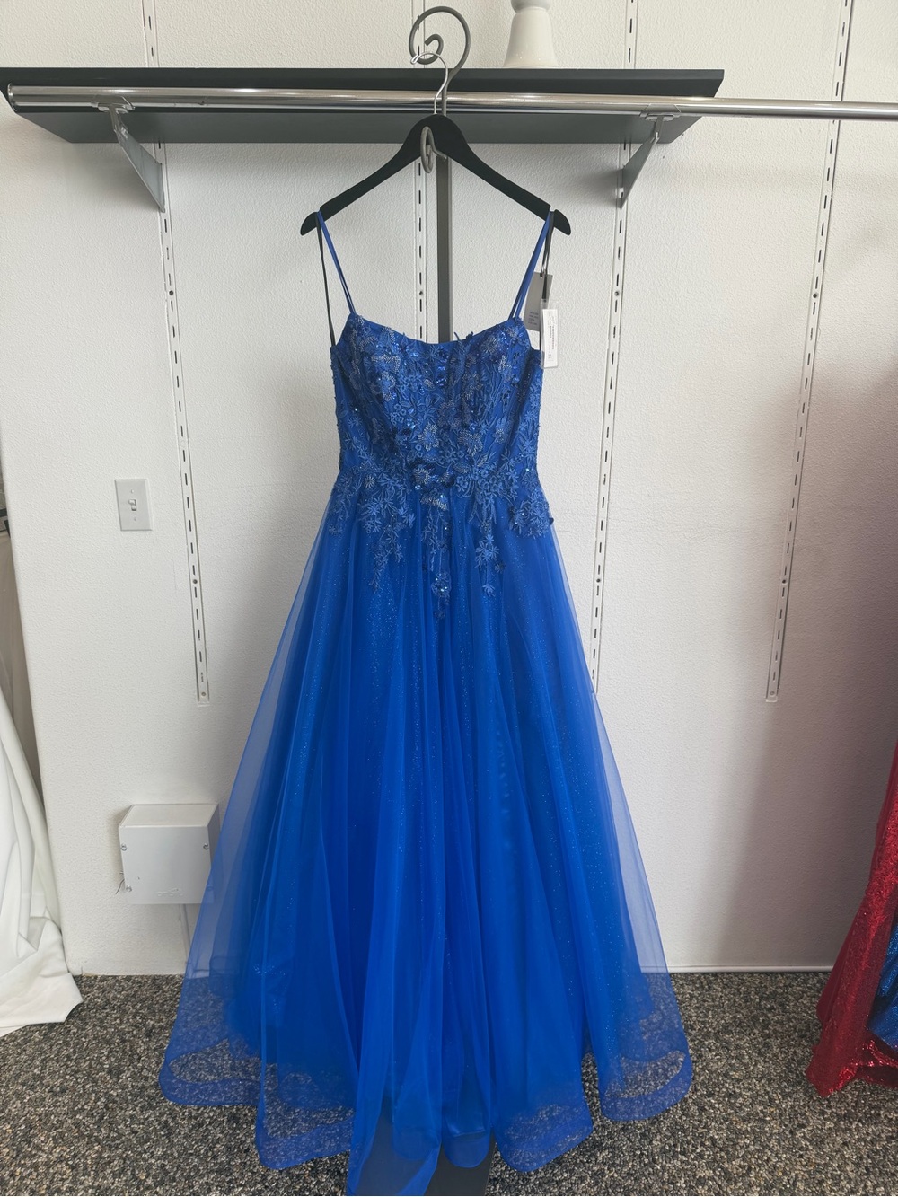 Alyce Paris Royal Blue Lace Appliqué Tulle Gown